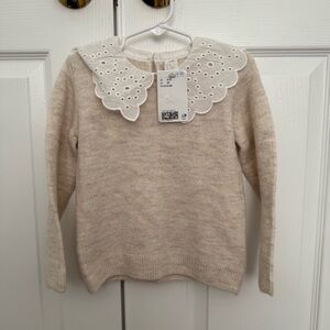 Girls H&M Cream Sweater with Lace Collar NWT